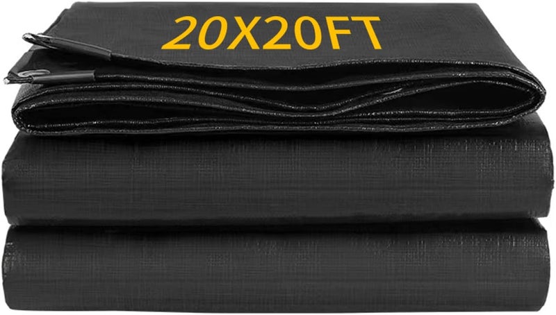 Coocure بطانة بركة معززة من PE بحجم 20X20 قدم، بسماكة 28 مل للبرك الخارجية، حواف مخيطة مع ثقوب للأزرار للبرك الخاصة بكوي/أسماك، بركة بط وديكور مائي. - Image 1